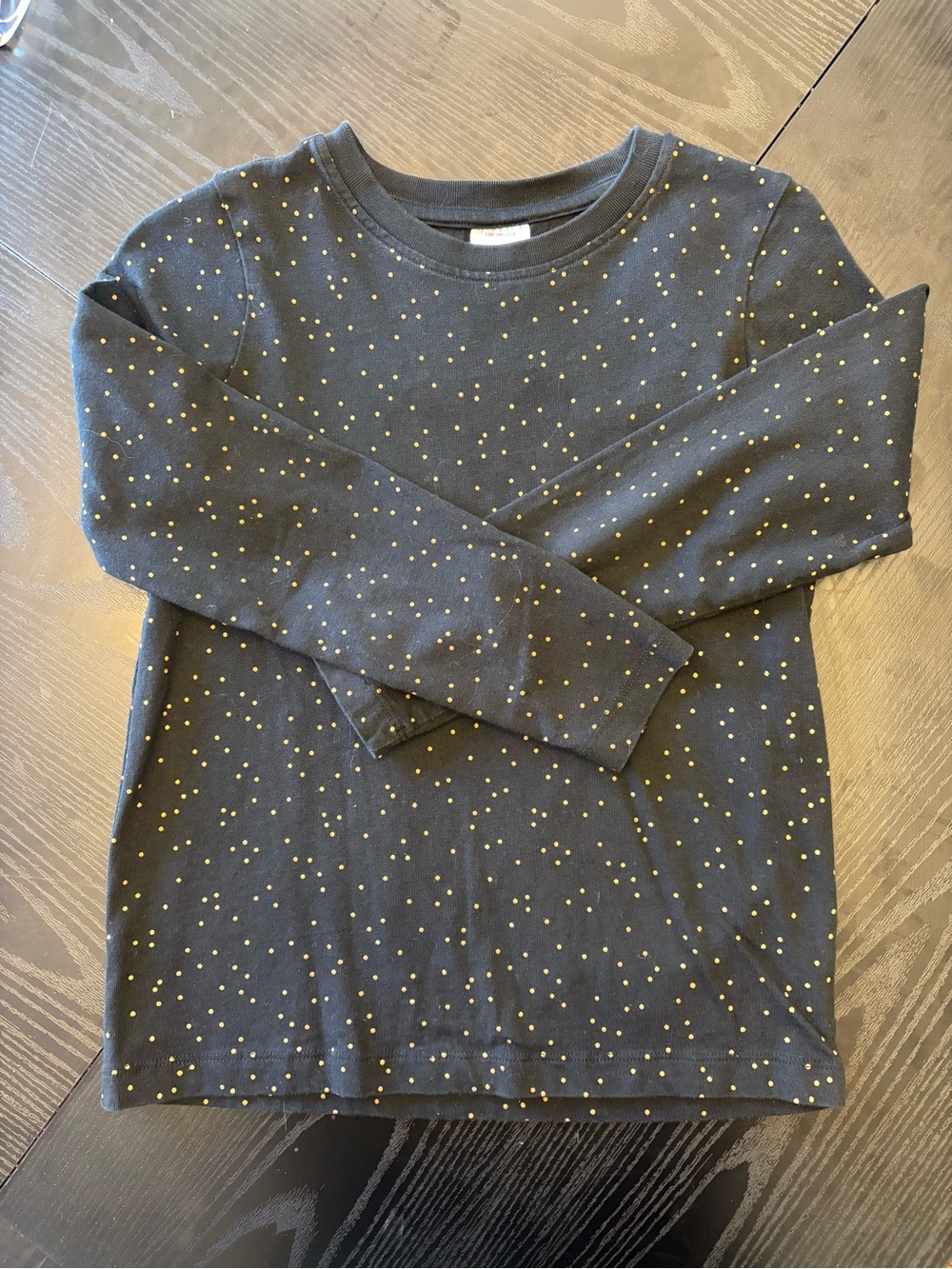 Hanna Andersson Long-Sleeve Black Tee with Gold Dot Print Size 8
